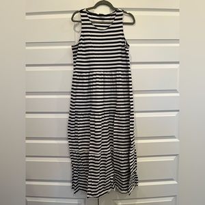 J. Crew Factory navy and white stripe tiered maxi dress size XL